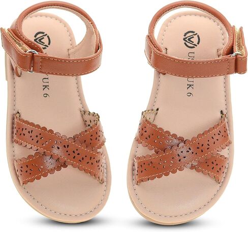 Toddler Girls Sandals-Open Toe Flats with Adjustable Strap Soft Sole Summer Shoes for Dress & Play in Saudi Arabia