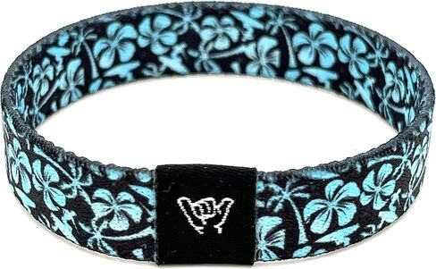 Hang Loose Bands - Coastal Malibu Blue Bracelet - Medium 7.5 Length for Large Wrists - Reversible Elastic Wristband Boho Surf Style Unisex in Saudi Arabia