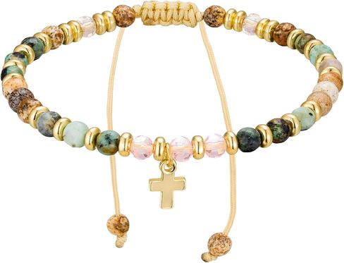Beaded Bracelets for Women, Colorful Gemstone Natural Stone Boho Rainbow Bracelet - Adjustable Unique Energy Birthday Inspirational Jewelry Gifts for Her Friends Mom Sisters Friendship (1 Pack) in Kuwait
