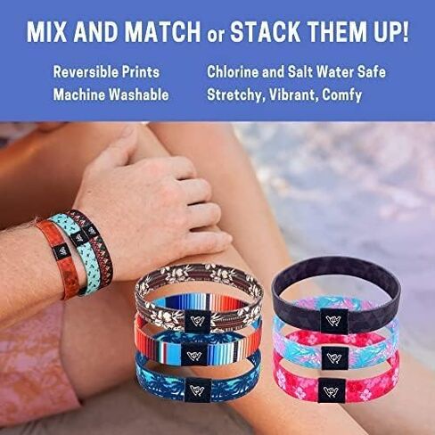 Hang Loose Bands - Coastal Surfer Beach Bracelet for Men, Women & Teens - Comfy Summer - Boho Reversible Wristband- Sunset Beach| Medium: 7.5" length (for large wrists) in Kuwait