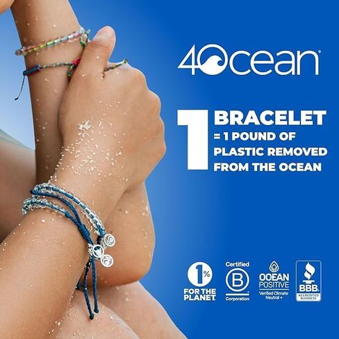 4ocean Saltwater Beaded Crocodile Bracelet - Removes 1 pound of Ocean Plastic - Adjustable, Unisex, Handcrafted - Limited Edition Supports Crocodile in Saudi Arabia