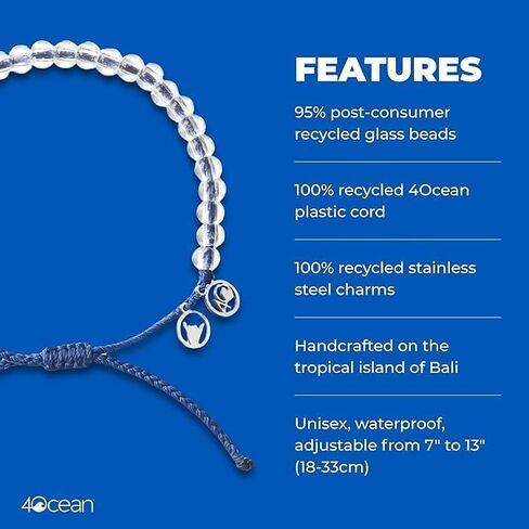 4ocean Saltwater Beaded Crocodile Bracelet - Removes 1 pound of Ocean Plastic - Adjustable, Unisex, Handcrafted - Limited Edition Supports Crocodile in Saudi Arabia