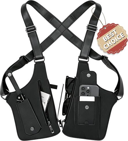 Tactical Underarm Shoulder Bag,Anti-Theft Chest Pack,Adjustable Leather Crossbody Multi Double Shoulder Armpit Bag | Double-shoulder in Kuwait