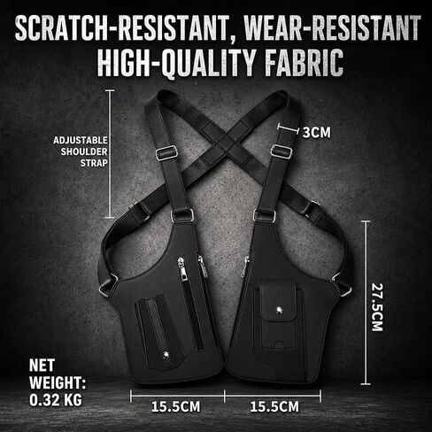 Tactical Underarm Shoulder Bag,Anti-Theft Chest Pack,Adjustable Leather Crossbody Multi Double Shoulder Armpit Bag | Double-shoulder in Kuwait