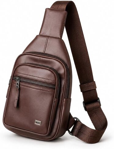 Crossbody Bag Small Sling Bag For Men Leather Bag Man Purse Slim Chest Backpack Shoulder Bag For Travel Hiking in Kuwait