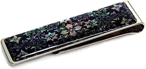Antique Alive Mother of Pearl Slim Stainless Steel Metal Money Clip Holder Credit Business Card Wallet (Arabesque Black) in Saudi Arabia