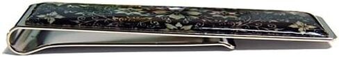 Antique Alive Mother of Pearl Slim Stainless Steel Metal Money Clip Holder Credit Business Card Wallet (Arabesque Black) in Saudi Arabia