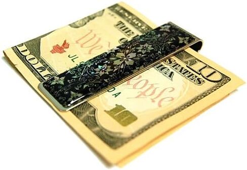 Antique Alive Mother of Pearl Slim Stainless Steel Metal Money Clip Holder Credit Business Card Wallet (Arabesque Black) in Saudi Arabia