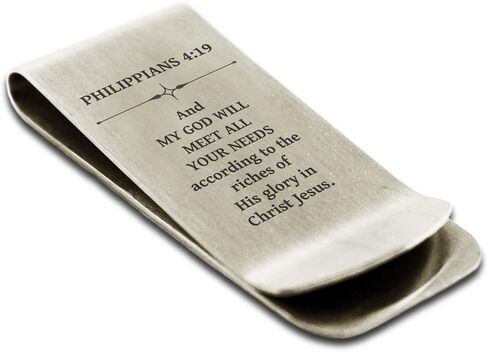 Stainless Steel God Provides Philippians 4:19 Money Clip Credit Card Holder in Saudi Arabia