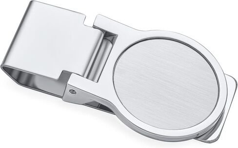 Bling Jewelry Men's Large Round Hinged Money Clip Card Holder Silver Tone Stainless Steel in Kuwait