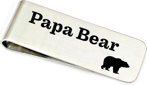 Papa Bear Money Clip For Dad Father Personalized Men's Wallet Dad Father's Day Money Wallet Personal Money Wallet Clip Bear Cubs Papa Daddy BEAR-MONEY in Kuwait
