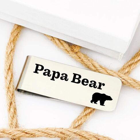 Papa Bear Money Clip For Dad Father Personalized Men's Wallet Dad Father's Day Money Wallet Personal Money Wallet Clip Bear Cubs Papa Daddy BEAR-MONEY in Kuwait