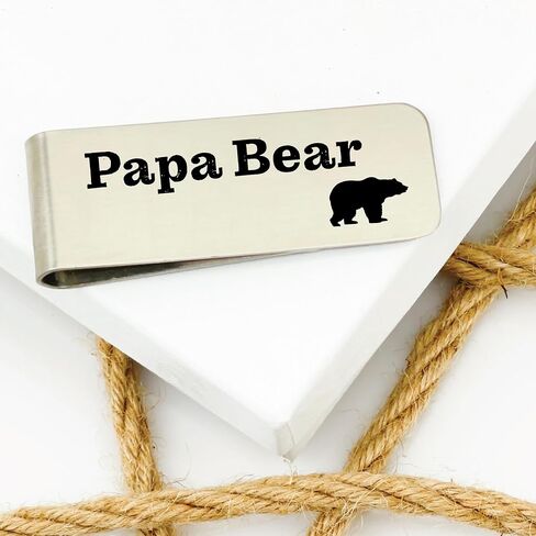 Papa Bear Money Clip For Dad Father Personalized Men's Wallet Dad Father's Day Money Wallet Personal Money Wallet Clip Bear Cubs Papa Daddy BEAR-MONEY in Kuwait
