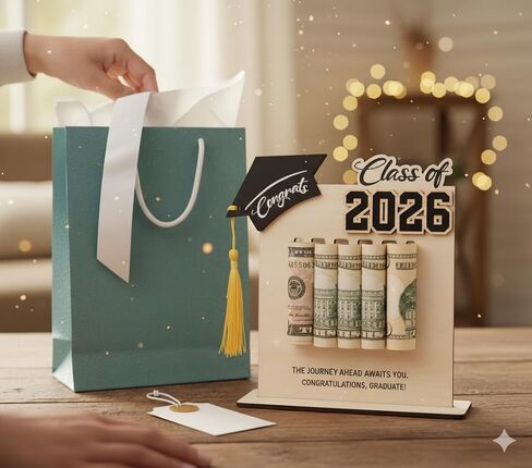 jlzlylkl Graduation Money Holder 2026, Class of 2026 Wooden Graduation Money Cash, Graduate Gifts for Him Her Daughter Son Seniors in Saudi Arabia