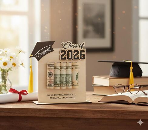 jlzlylkl Graduation Money Holder 2026, Class of 2026 Wooden Graduation Money Cash, Graduate Gifts for Him Her Daughter Son Seniors in Saudi Arabia
