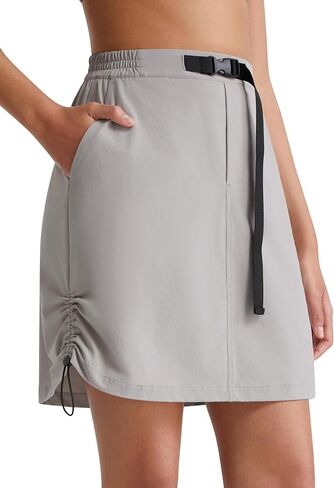 G4Free Strowen Casual Cargo Skirts for Women 18" Elastic Waist Workout Casual Quick Dry Skirt 2 Pockets No Built-in Shorts in Kuwait