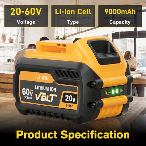 2Pack 8.0Ah Max Replacement for Dewalt 20V Battery Lithium Compatible with XR DCB200 DCB201 DCB206 DCB204 DCB207 DCD/DCF/DCG Series in Saudi Arabia