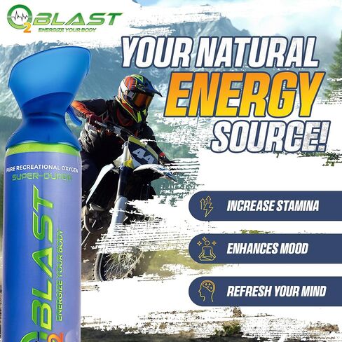 O2 Blast - Pure Oxygen Supplement, Portable Can Filled with 99.99% Pure Oxygen with Custom Breathing Mask, Energy, Performance, Fast Recovery Time, Ideal for High Altitude & Sports - 10L, 5-Pack in Saudi Arabia