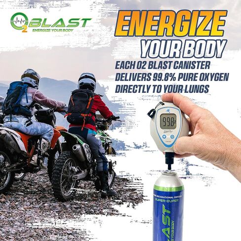 O2 Blast - Pure Oxygen Supplement, Portable Can Filled with 99.99% Pure Oxygen with Custom Breathing Mask, Energy, Performance, Fast Recovery Time, Ideal for High Altitude & Sports - 10L, 5-Pack in Saudi Arabia