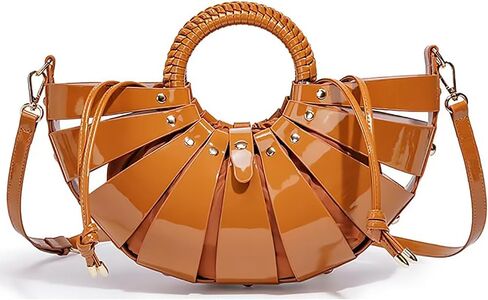 Women PU Leather Top Handle Handbag Detachable Strap Crossbody Shoulder Purse Woven Basket Bag in Saudi Arabia
