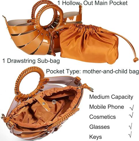 Women PU Leather Top Handle Handbag Detachable Strap Crossbody Shoulder Purse Woven Basket Bag in Saudi Arabia