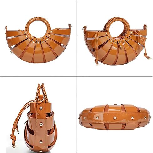 Women PU Leather Top Handle Handbag Detachable Strap Crossbody Shoulder Purse Woven Basket Bag in Saudi Arabia