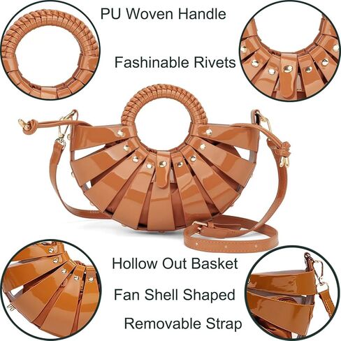 Women PU Leather Top Handle Handbag Detachable Strap Crossbody Shoulder Purse Woven Basket Bag in Saudi Arabia