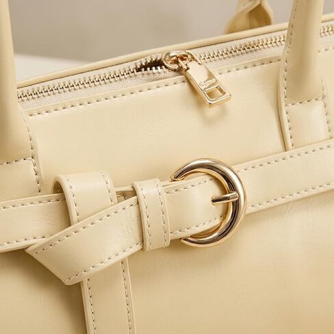 Sleek Baguette Shoulder Bag for Women, Cream Faux Leather Underarm Purse with Double Long Handles in Saudi Arabia