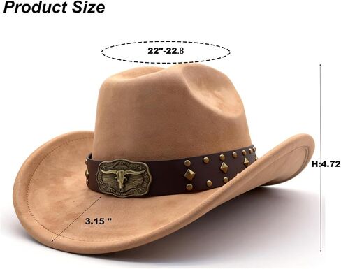 Cowboy Hat for Women Men Western Cowboy Hats Shapeable Wide Brim, Classic Cowgirl Hats with Two Decorative Bands in Kuwait