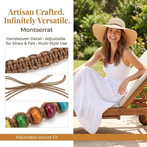 Hat Bands for Women Straw Hats Universal Colorful Beaded Cowboy Hatbands with Ribbon Decorations Western Style Belt Band for Hats Decorative Replacement Hat Bands for Womens Men in Saudi Arabia