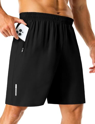 Mens Workout Running Shorts with 2 Zipper Pockets Quick Dry 7"/5" Gym Basketball Athletic Shorts for Men in Saudi Arabia
