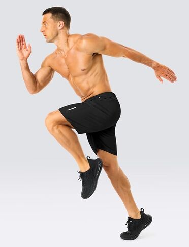 Mens Workout Running Shorts with 2 Zipper Pockets Quick Dry 7"/5" Gym Basketball Athletic Shorts for Men in Saudi Arabia