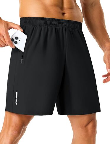 Mens Workout Running Shorts with 2 Zipper Pockets Quick Dry 7"/5" Gym Basketball Athletic Shorts for Men in Saudi Arabia