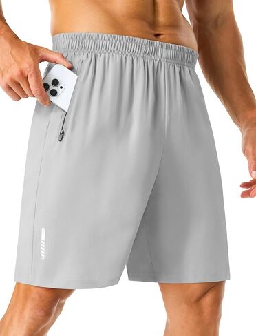 Mens Workout Running Shorts with 2 Zipper Pockets Quick Dry 7"/5" Gym Basketball Athletic Shorts for Men in Saudi Arabia
