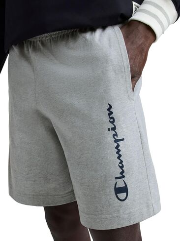 Champion Men's Graphic Lounge Shorts, Standard Fit, 7 Inch Inseam, Script Logo, Lightweight 100% Cotton Jersey in Saudi Arabia