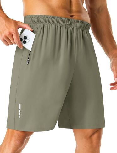 Mens Workout Running Shorts with 2 Zipper Pockets Quick Dry 7"/5" Gym Basketball Athletic Shorts for Men in Saudi Arabia