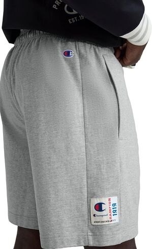 Champion Men's Graphic Lounge Shorts, Standard Fit, 7 Inch Inseam, Script Logo, Lightweight 100% Cotton Jersey in Saudi Arabia