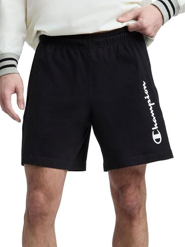Champion Men's Graphic Lounge Shorts, Standard Fit, 7 Inch Inseam, Script Logo, Lightweight 100% Cotton Jersey in Saudi Arabia