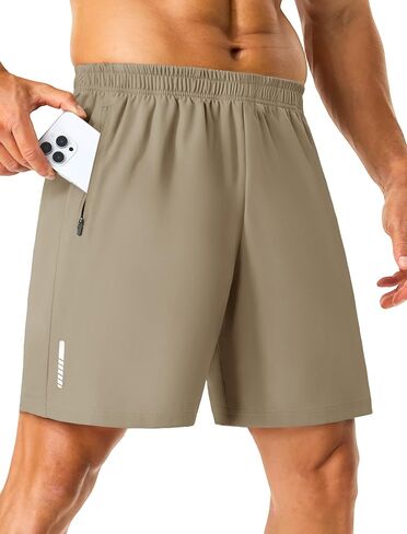Mens Workout Running Shorts with 2 Zipper Pockets Quick Dry 7"/5" Gym Basketball Athletic Shorts for Men in Saudi Arabia