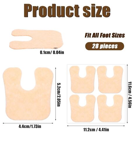 28Pcs Corn Pads for Feet, Callus Cushions For Feet U-Shaped Self-Adhesive Foot Pad Pressure Relief for Corns Calluses on Toes, Heels Ball of Foot, Stops Shoe Rubbing in Kuwait