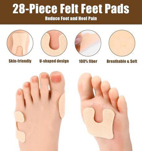 28Pcs Corn Pads for Feet, Callus Cushions For Feet U-Shaped Self-Adhesive Foot Pad Pressure Relief for Corns Calluses on Toes, Heels Ball of Foot, Stops Shoe Rubbing in Kuwait