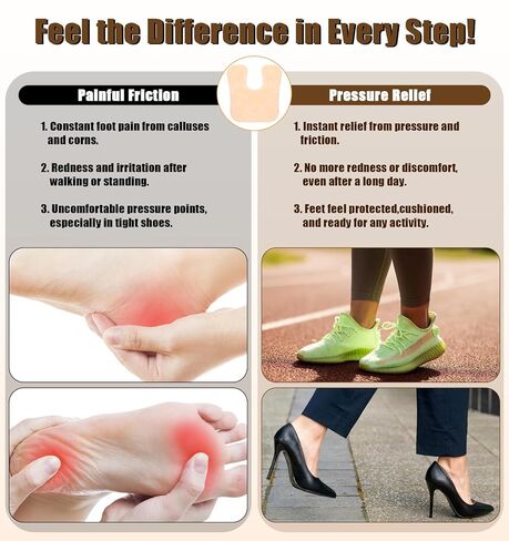 28Pcs Corn Pads for Feet, Callus Cushions For Feet U-Shaped Self-Adhesive Foot Pad Pressure Relief for Corns Calluses on Toes, Heels Ball of Foot, Stops Shoe Rubbing in Kuwait