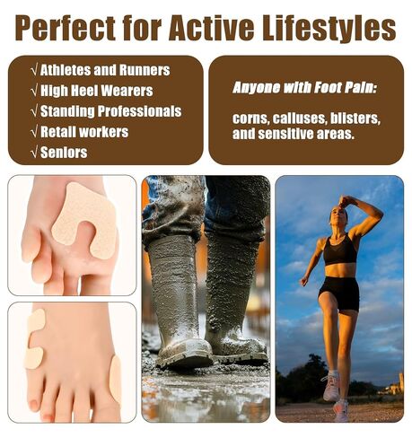 28Pcs Corn Pads for Feet, Callus Cushions For Feet U-Shaped Self-Adhesive Foot Pad Pressure Relief for Corns Calluses on Toes, Heels Ball of Foot, Stops Shoe Rubbing in Kuwait