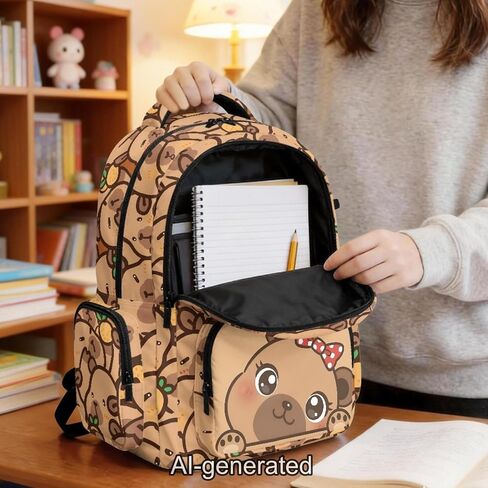 12 PCS Capybara Backpack with Pencil Case Lightweight Kids Backpacks with Adjustable Padded Straps Suitable for Elementary Middle School High School in Kuwait