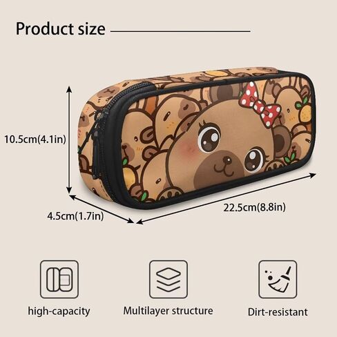 12 PCS Capybara Backpack with Pencil Case Lightweight Kids Backpacks with Adjustable Padded Straps Suitable for Elementary Middle School High School in Kuwait