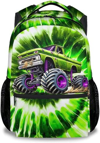 UNIKITTY Boys Dinosaur Backpack, 17 Inch Kids Truck School Bag for Preschool Kindergarten Elementary Polyester Bookbag with Multiple Compartments for Big Boys in Saudi Arabia