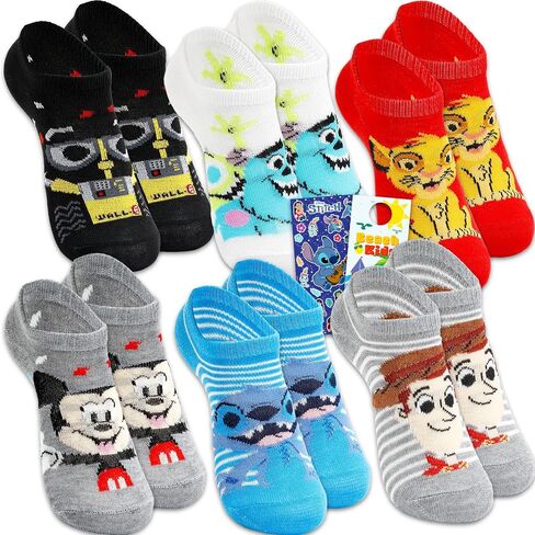 Disney 100 No-Show Socks for Kids - Bundle with 6 Pairs of Socks Plus Stickers, More | Disney 100 Socks Set for Boys (US, Age, 6, 8) in Kuwait