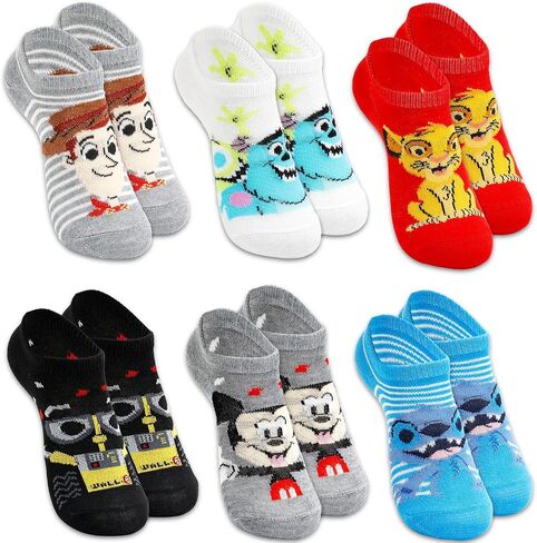 Disney 100 No-Show Socks for Kids - Bundle with 6 Pairs of Socks Plus Stickers, More | Disney 100 Socks Set for Boys (US, Age, 6, 8) in Kuwait