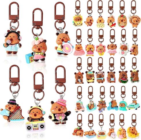 ACOCO 36 Pcs Capybara Keychains, Kawaii Capybara Keychains for Girls, Womens, 3D Molded Resin Animal Charms No Duplicates, Cute Capibara Bag Carms for Capybaras Lovers Gift Birthday Party Favor in Saudi Arabia