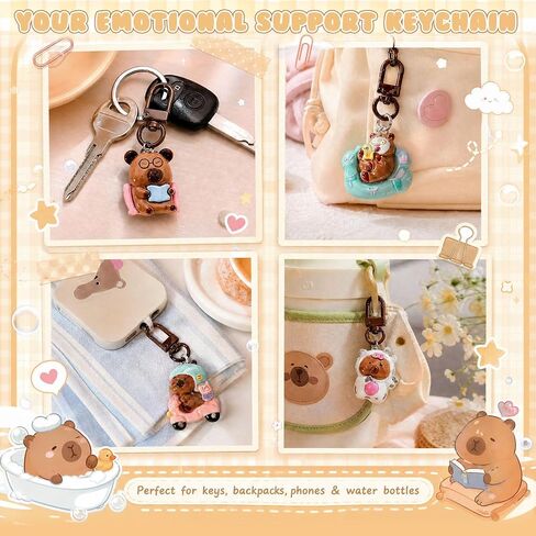 ACOCO 36 Pcs Capybara Keychains, Kawaii Capybara Keychains for Girls, Womens, 3D Molded Resin Animal Charms No Duplicates, Cute Capibara Bag Carms for Capybaras Lovers Gift Birthday Party Favor in Saudi Arabia